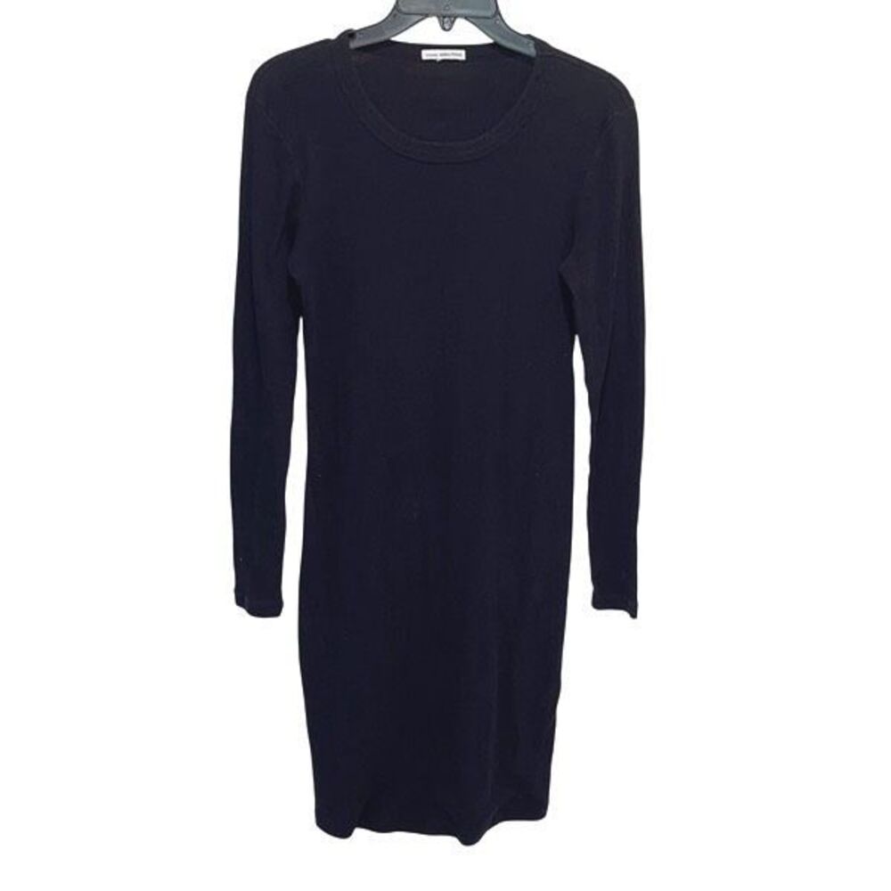 James Perse Womens Standard Ribbed Knit Long Sleeve Bodycon Dress Black Size 4